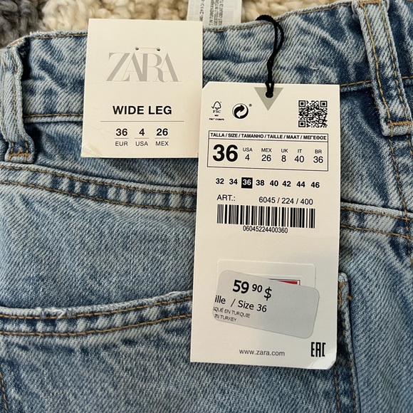 Zara wide leg medium wash jeans - Picture 3 of 3